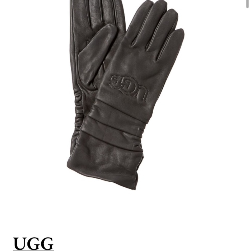 Grey leather gloves